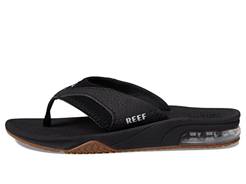 Reef Kids Boys Sandals, Kids Fanning, Black/Silver, 1