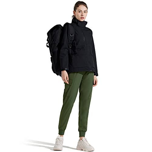M MAROAUT Women's Hiking Pants Cargo Joggers with Pockets, Lightweight Quick-Dry Athletic Sweatpants for Running Gym Workout Army Green