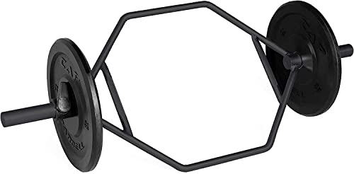 CAP Barbell Olympic Hex / Trap /Shrug /Deadlift Bar with Combo Grips, Black - New Version (OBIS-89HB)