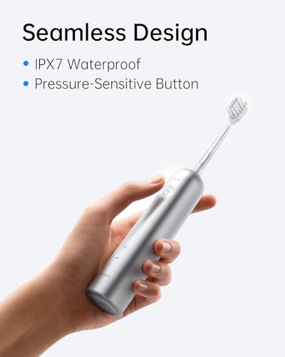 Laifen Wave Electric Toothbrush, Oscillation & Vibration Sonic Electric Toothbrush for Adults with 3 Brush Heads, IPX7 Waterproof Magnetic Rechargeable Travel Powered Toothbrush (Blue Aluminum Alloy)