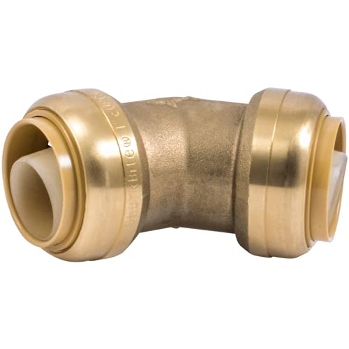 SharkBite 1 Inch 45 Degree Elbow, Push to Connect Brass Plumbing Fitting, PEX Pipe, Copper, CPVC, PE-RT, HDPE, U660LFA