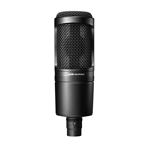 Audio-Technica ATH-M40x Professional Monitor Headphones, Black & Audio-Technica AT2020 Cardioid Condenser Microphone, Black, Ideal for Project/Home Studio Applications