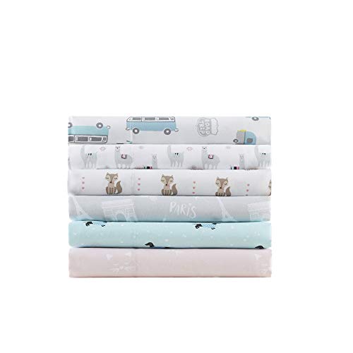 Intelligent Design Microfiber Cozy Bed Sheet Set, Modern All Season Bedding & Pillowcases, Premium 14" Elastic Pocket Fits up to 16" Mattress, Twin Aqua Dogs 3 Piece