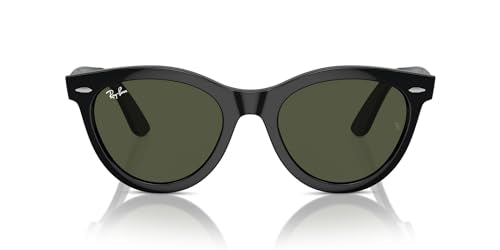 Ray-Ban RB2241 Wayfarer Way Round Sunglasses, Black/Green, 51 mm