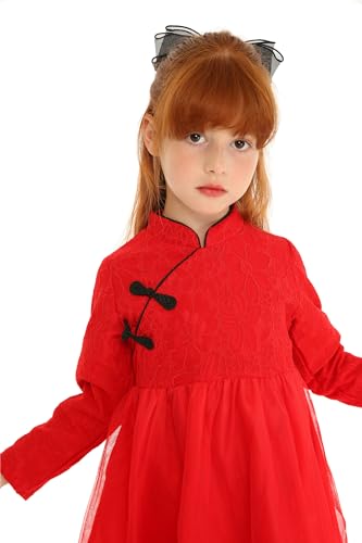 Mud Kingdom Toddler Girl Special Occasion Dresses Chinese New Year Traditional Red 2T