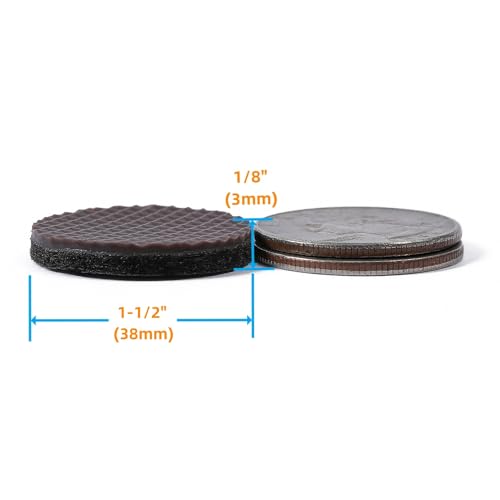 Furnigear Non Slip Furniture Pads - Self Adhesive Rubber Anti Skid Pads Grippers Rubber Chair Feet Furniture Pads for Hardwood Floors -Protectors for Furniture Table Legs Anti Slip 32 Pcs 1-1/2" Round