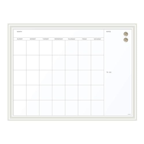 U Brands Magnetic Dry Erase Calendar Board, 30 x 40 Inches, White Wood Frame (2918U00-01)