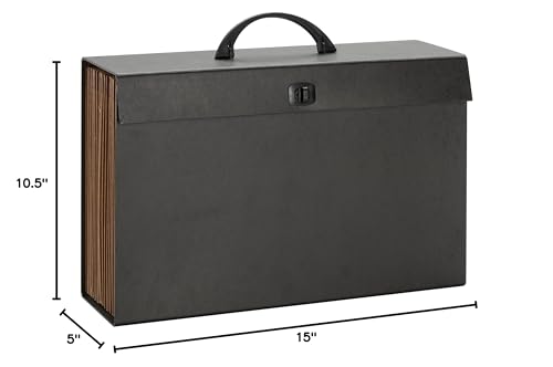 Smead A-Z and Subject Expanding File Box, 19 Pockets, Printed Alphabetic (A-Z)/Subject, Latch Closure, Legal Size, Black (70804)