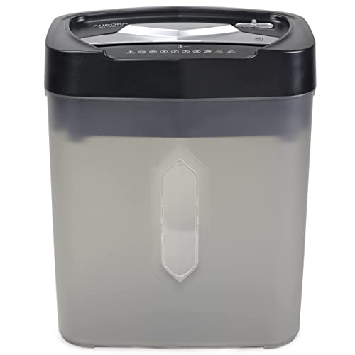 Aurora AU1232XB Anti-Jam 12-Sheet Crosscut Paper/Credit Card Shredder with 5.2-Gallon Wastebasket (Black/Semi Translucent Gray)