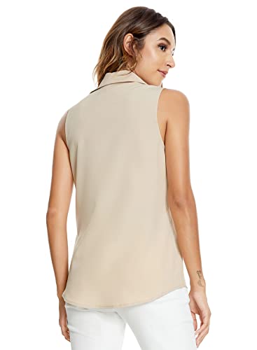 Atnlewhi Womens Button Down Shirts Sleeveless Basic Casual Solid Summer Blouse Tops Yellow
