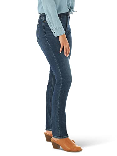 Lee Women's Ultra Lux Mid-Rise Slim Fit Straight Leg Jean, Black, 12 Short