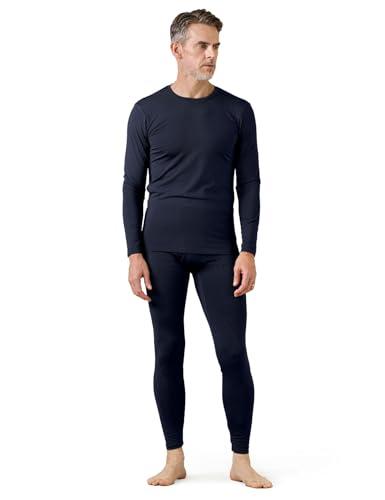 LAPASA Men's Thermal Underwear Set Soft Fleece Lined Long Johns Heavyweight Base Layer Top & Bottom Winter Thermoflux 300 Extra Warm M24 Medium Navy Blue