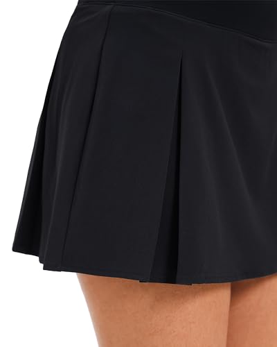 Stelle Women Tennis Skirt Inner Shorts Pleated Golf Athletic Skorts Pockets High Waisted Workout Running Pickleball Sports (White,XS)