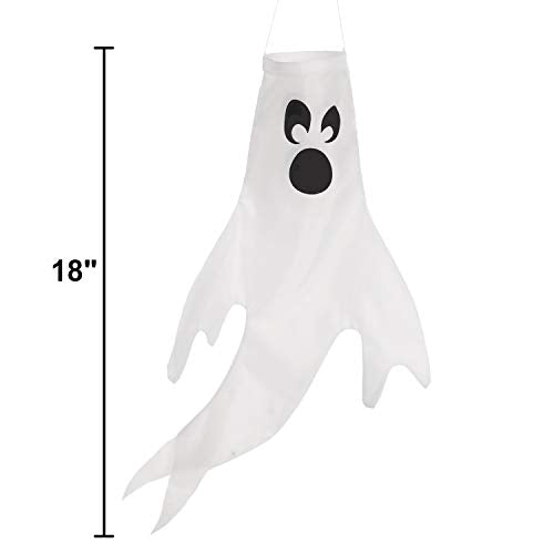 JOYIN 3 Pcs Ghost Windsocks Halloween Decorations Outdoor Decor, White Hanging Windsock Haunted House Front Porch Tree Party Supplies Garden Yard Lawn Patio