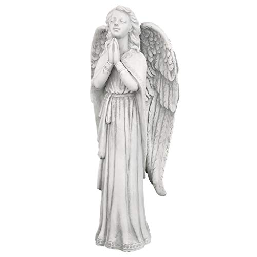 Design Toscano KY930578 Divine Guidance Praying Guardian Angel Religious Garden Statue, Medium, 13 Inch, Antique Stone