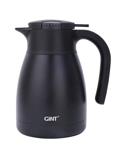 GiNT 1L / 34Oz Thermal Coffee Carafe, Insulated Stainless Steel Coffee Carafes for Keeping Hot/Double Walled Vacuum Thermal Carafe (Black)