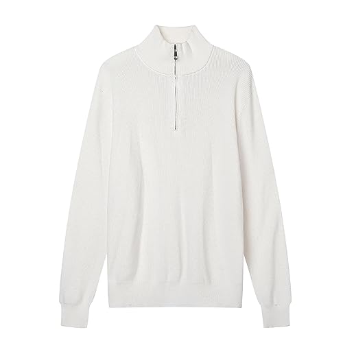 Mud Kingdom Men's Quarter-Zip Sweater Pullover Long Sleeve Knit Soft Touch Beige Small