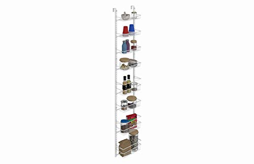 ClosetMaid Adjustable Organizer Rack with Baskets Wall or Over Door Mount, for Kitchen, Pantry, Utility Room, Closet, 12 in. W, White Finish, Inch