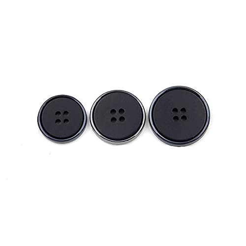 10 PCS Resin Round Black Men Suit Buttons 4 Holes Coat Windbreaker Buttons DIY Sewing Accessories (Black, 15mm)