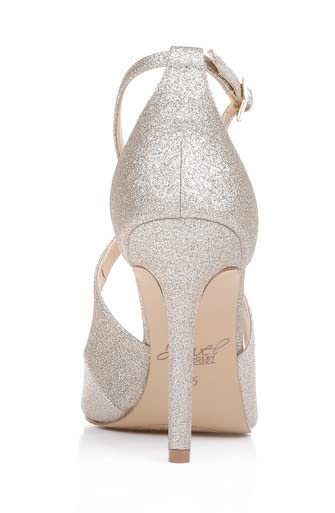 Jewel Badgley Mischka Jonna Glitter Peep Toe Pumps Silver