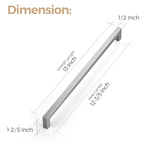 Ravinte 1 Pack 12-3/5 Inch Kitchen Square Cabinet Handles Satin Nickel Cabinet Pulls Brushed Nickel Drawer Pulls Kitchen Cabinet Hardware Kitchen Handles for Cabinets Cupboard Handles Drawer Handles