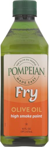 Pompeian Made Easy Fry Olive Oil, High Smoke Point, Perfect for Frying Foods such as Chicken and Potatoes, American Heart Association Certified, Non-Allergenic, Non-GMO, 16 Fl Oz (Pack of 1)