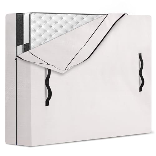 HOMESURE Mattress Bags for Moving and Storage with 8 Handles - Mattress Cover for Moving - Heavy Duty, Strong Zipper Closure, Moving Supplies & Moving Bag - Semi-Transparent, Twin