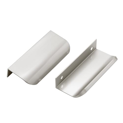 Ravinte 1 Pack Cabinet Handles Finger Edge Pulls 80mm/3.15 inch Silver Drawer Edge Pulls Brushed Nickel Finger Pulls for Cabinets Concealed Handles