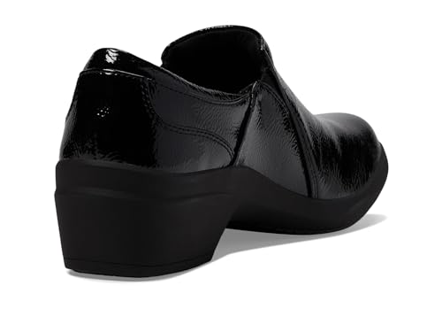 Clarks Women's Talene Pace Loafer, Black Crinkle Patent Synthetic, 8
