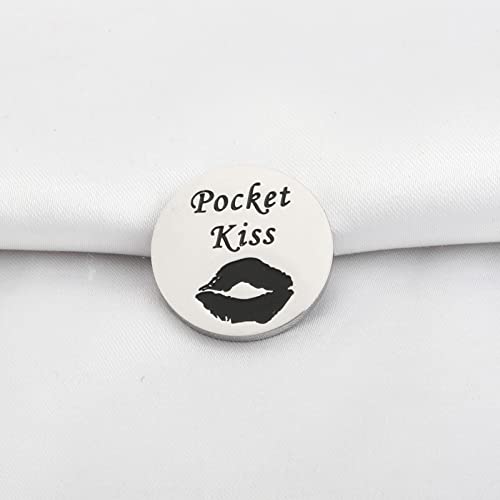LQRI Pocket Kiss Token Naughty Gifts for Him Funny Token for Boyfriend Naughty Gifts for Husband Valentine's Day Anniversary Keepsake Gifts (silver)