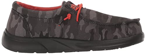 Reef Boy's Kids Cushion Coast Sneaker, Black Camo/Red, 2 Big