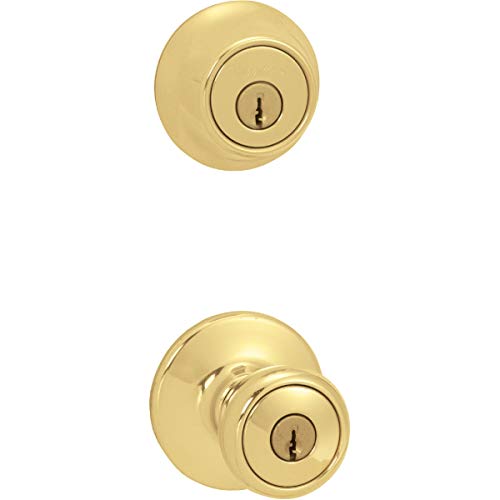 Kwikset 690 Tylo Entry Knob and Single Cylinder Deadbolt Combo 6-Pack, Polished Brass