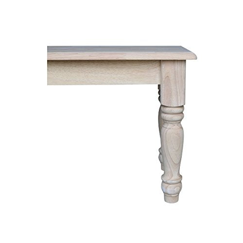 IC International Concepts Farmhouse Bench Solid Parawood Entryway Dining Bedroom Furniture, 14.4"W x 47"D x 18.7"H, Paint or Stain in Any Color, Unfinished