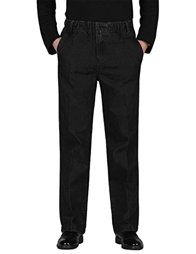 IDEALSANXUN Black Jeans for Men Elastic Waist Jeans Casual Pants, Black, 40x28