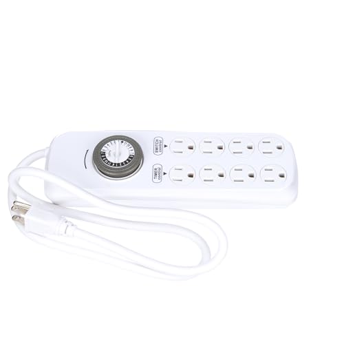 Woods 22575WD Indoor 8-Outlet Power Strip with Built-In Mechanical Timer; 8 Grounded Outlets