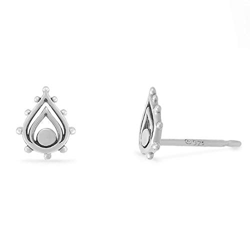 Boma Jewelry Sterling Silver Balinese Tribal Boho Teardrop Stud Earrings