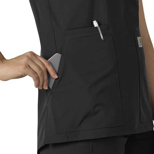 Carhartt Women's Notch Neck Tunic Scrub Top, Wine