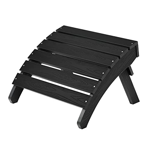 MXIMU Folding Adirondack Ottoman, Plastic Adirondack Footstool, Premium All Weather Ottoman for Adirondack Chairs, Wide Use in Backyard, Garden, Lawn, Porch, Poolside (Black)