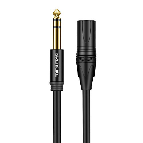 DREMAKE 3 Foot TRS Stereo 6.35mm 1/4 Inch to XLR Balanced Mic Cable Male to Male Audio Patch Cord for Speakers, Amplifier