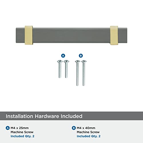 Amerock | Cabinet Pull | Brushed Matte Black/Satin Nickel | 5-1/16 inch (128 mm) Center to Center | Overton | 1 Pack | Drawer Pull | Drawer Handle | Cabinet Hardware