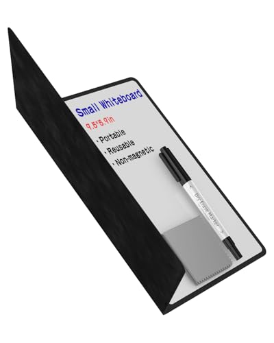 Mehaving Portable Small White Board Dry Erase Board, Reusable 9.5 * 6.6in Notebook Memo, Office Home Supplies Desk Accessories MH760 (Black)