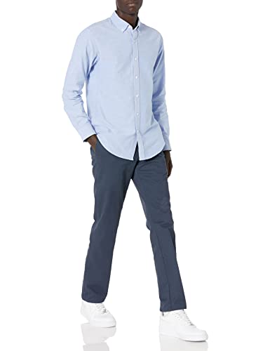Amazon Essentials Men's Regular-Fit Long Sleeve Oxford Shirt, Blue, X-Small