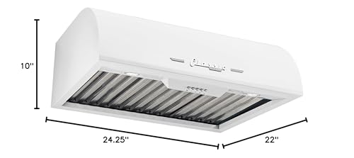 Unique Appliances Classic Retro Range Hood, Electric Range Hood with 3 Fan Speeds and 2 LED Lights, 24", Marshmallow White, 500 CFM, 110-120 V