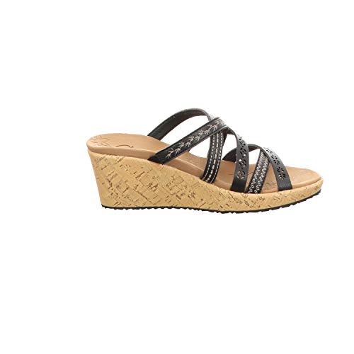 Skechers Women's Beverlee-Tiger Posse Wedge Sandal, White, 9 W