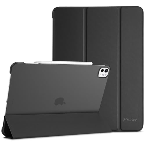 ProCase for iPad Pro 13 Inch Case 2024 (M4/7th Gen), iPad M4 13 Case Smart Folio iPad Pro 13 Case, Slim Stand Translucent Hard Shell Back 13-inch 2024 iPad Pro Case, Auto Sleep/Wake -Black