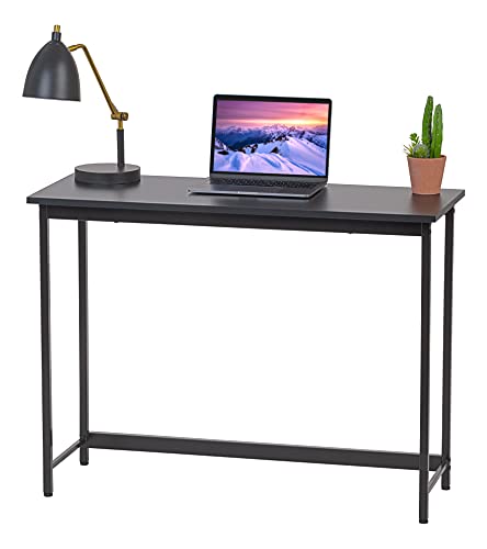 IRIS USA Modern Computer Office Desk Table with Matte Black Steel Frame, Wood
