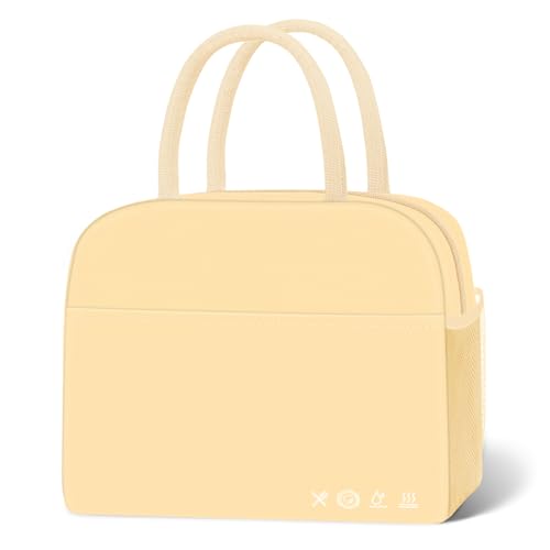 KUBYA Lunch Bag Women, Lunch Box for Women Men Insulated Reusable Lunch Bag Large Capacity Lunch Tote Bag Lunch Container for Office Work Picnic Beach or Travel(Purple Flower)