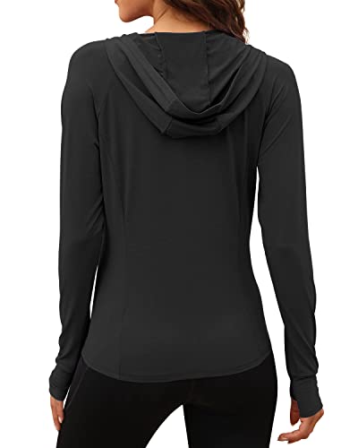 We1Fit Women's UPF 50+ Sun Protection Jacket Zip Up Hoodie Lightweight Shirts for Workout Rose Red