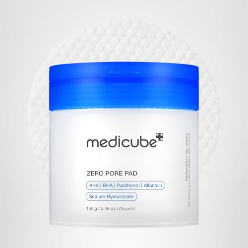 Medicube Zero Pore Pads 2.0, Dual-Textured Facial Toner Pads for Exfoliation and Pore Care with 4.5% AHA Lactic Acid & 0.45% BHA Salicylic Acid, Ideal for All Skin Types, Korean Skin Care (70 units)