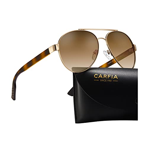CARFIA Wide Temples Pilot Sunglasses for Men Polarized UV400 Protection Classic Trendy Style Eyewear CA5378